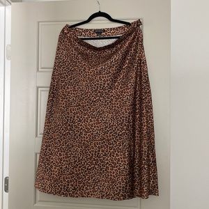 Something Navy silky midi cheetah print skirt